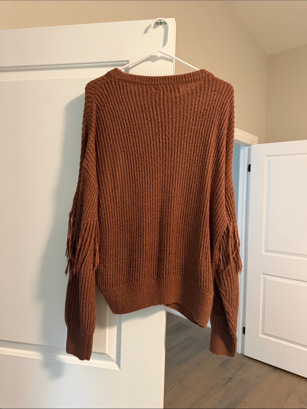 bishop + young Rust/Light Brown Rib-Knit Fringe Sweater - Picture 2 of 4